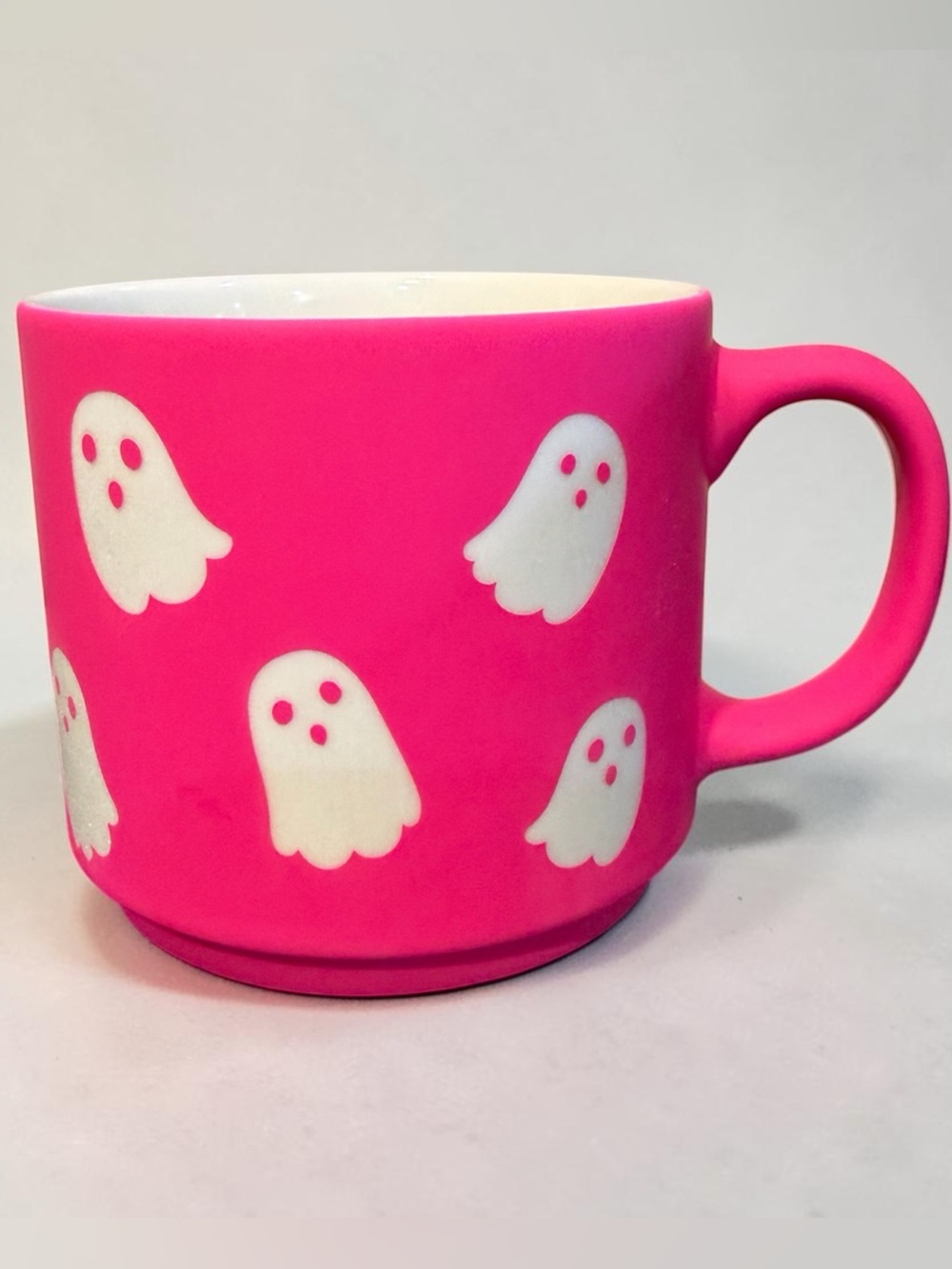 Sunday Morning Ceramics "Too Cute To Spook" Hot Pink Ghost Mug